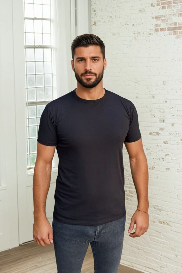 Crna muška bodi majica sa okruglim izrezom slim fit kratki rukav
