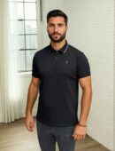 crna muška polo majica osnovna varijanta elegantni stil crna polo majica za štampu