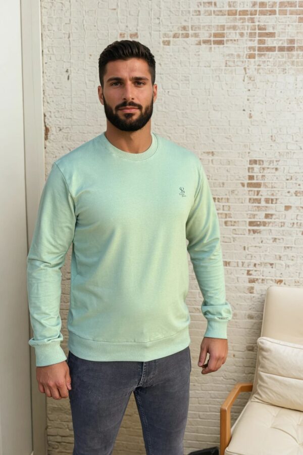 svetlo zelena dukserica regular fit okrugli izrez