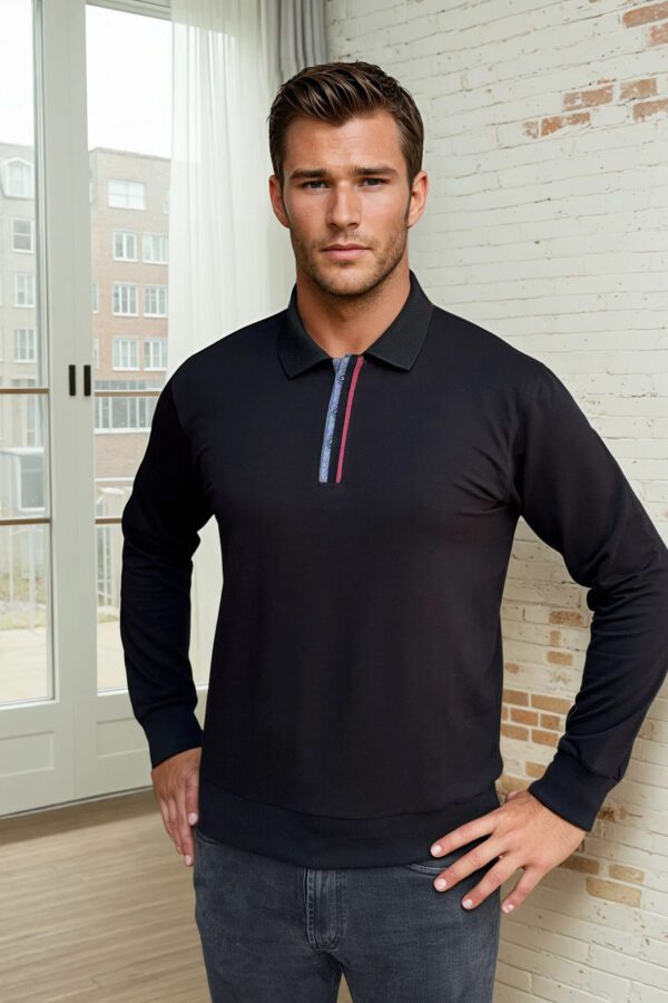 crna polo dukserica sivo plave kockice bordo paspuli Muška Polo dukserica sa suptilnim detaljima