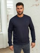 dukserica sa suptilnim štepom teget dukserica okrugli izrez štep tačkice regular fit elastan