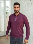 tamno bordo polo dukserica bordo paspuli linijska kragna Muška Polo dukserica sa suptilnim detaljima