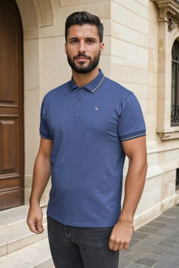plava muška polo majica style varijanta atraktivni loštoci plava polo majica za štampu