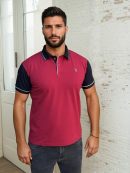 kombinovana polo majica bordo polo majica teget rukavi bele paspule regular fit